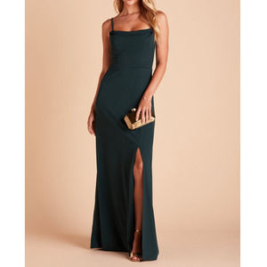 BIRDY GREY M Emerald Green Cowl Neck Slit Sleeveless Ash Maxi Dress NWT b68